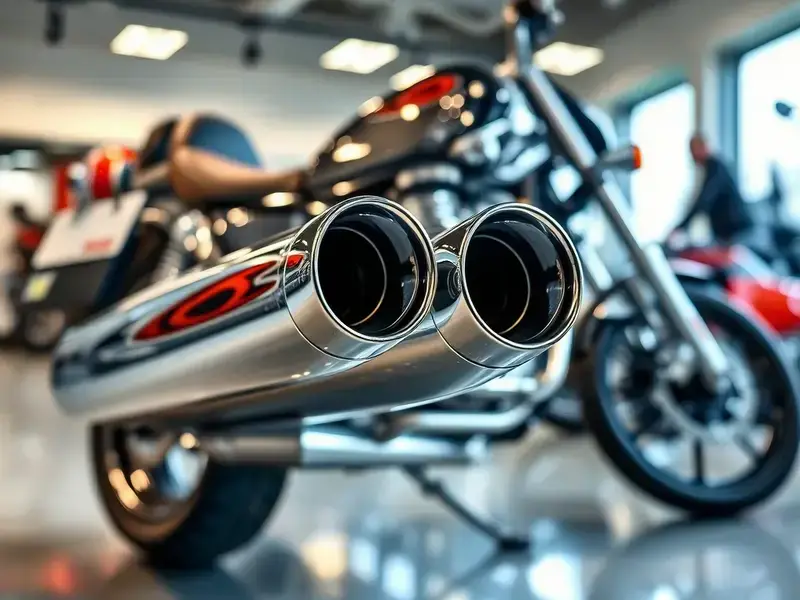 Custom chrome motorcycle exhaust pipes